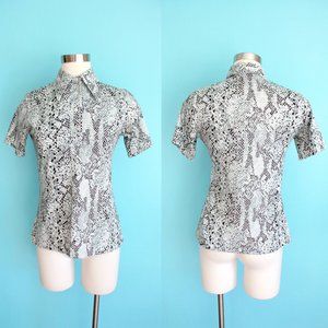 1970s Snake Print Collared Blouse by Lady Margaret | Size Smal